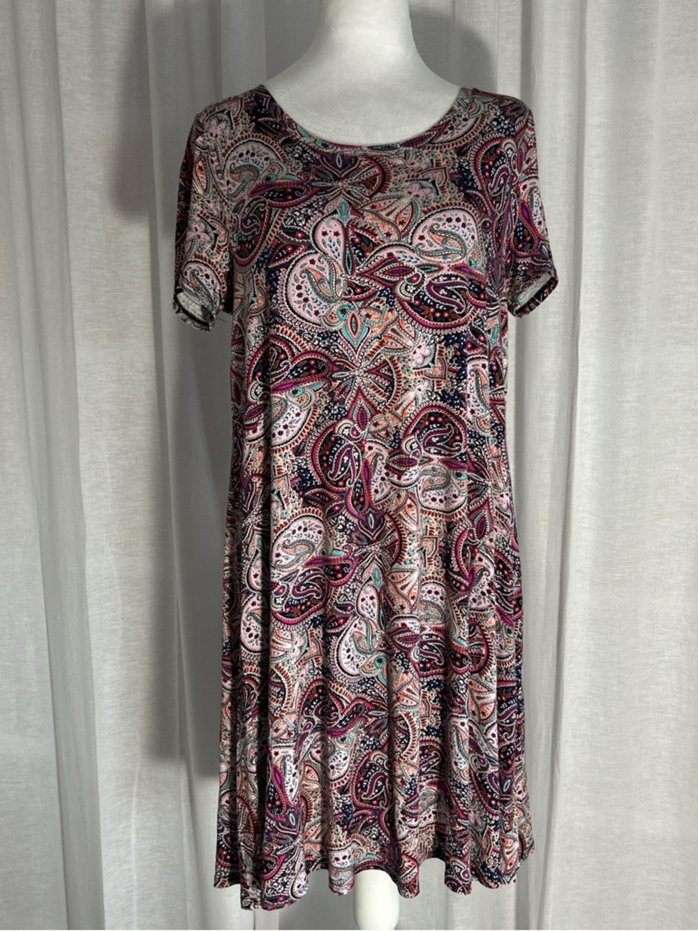 Spense Paisley Midi Dress - Pink, Burgundy & Teal